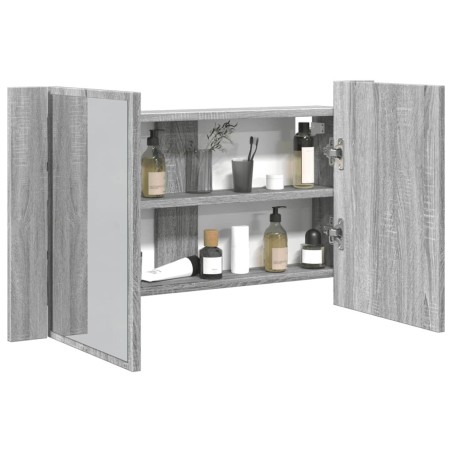 Armoire de salle de bain à miroir LED sonoma gris 80x12x45 cm 614922614922