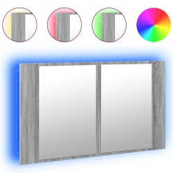 Armoire de salle de bain à miroir LED sonoma gris 80x12x45 cm 614922614922