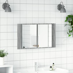 Armoire de salle de bain à miroir LED sonoma gris 80x12x45 cm 614922614922