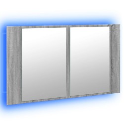 Armoire de salle de bain à miroir LED sonoma gris 80x12x45 cm 614922614922
