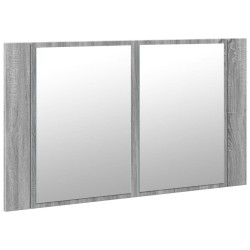Armoire de salle de bain à miroir LED sonoma gris 80x12x45 cm 614922614922