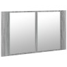 Armoire de salle de bain à miroir LED sonoma gris 80x12x45 cm 614922614922