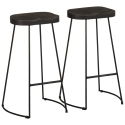 Tabourets de bar lot de 2 noir 45x40x78 cm bois manguier massif 614932614932