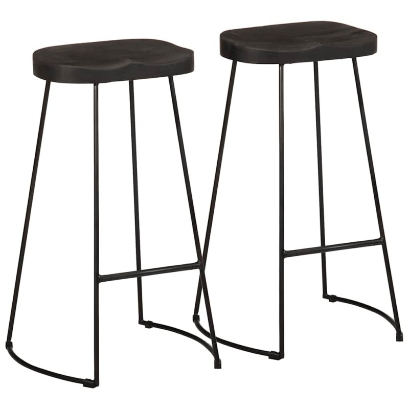 Tabourets de bar lot de 2 noir 45x40x78 cm bois manguier massif 614932614932