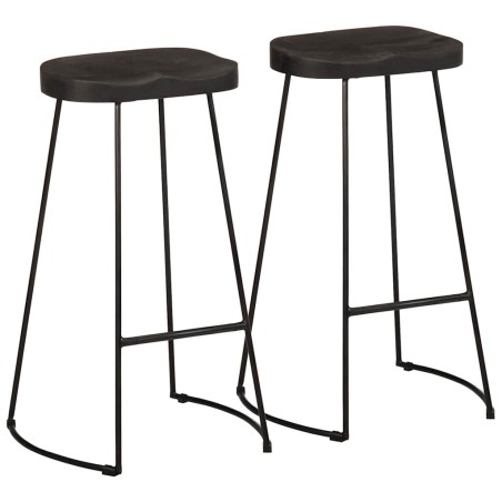 Tabourets de bar lot de 2 noir 45x40x78 cm bois manguier massif 614932614932