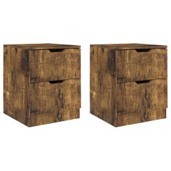 Tables de chevet 2 pcs chêne fumé 40x40x50 cm bois d'ingénierie 614941614941