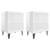 Tables de chevet pieds en métal 2 pcs blanc brillant 40x30x50cm 614942614942