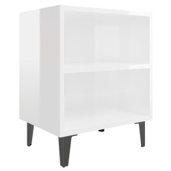 Tables de chevet pieds en métal 2 pcs blanc brillant 40x30x50cm 614942614942
