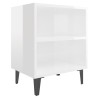 Tables de chevet pieds en métal 2 pcs blanc brillant 40x30x50cm 614942614942