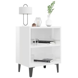 Tables de chevet pieds en métal 2 pcs blanc brillant 40x30x50cm 614942614942