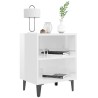 Tables de chevet pieds en métal 2 pcs blanc brillant 40x30x50cm 614942614942
