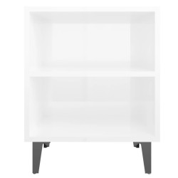Tables de chevet pieds en métal 2 pcs blanc brillant 40x30x50cm 614942614942