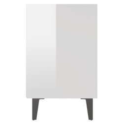 Tables de chevet pieds en métal 2 pcs blanc brillant 40x30x50cm 614942614942