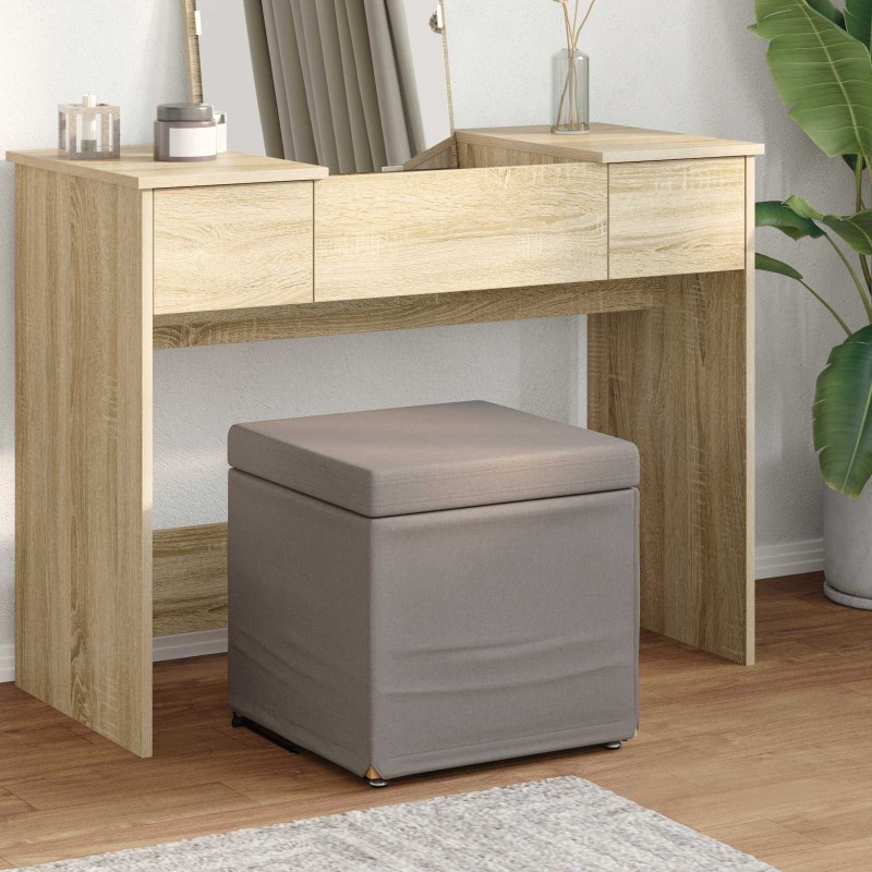 Tabouret Taupe 41 x 41 x 40 cm Tissu et bois stratifié 614984614984