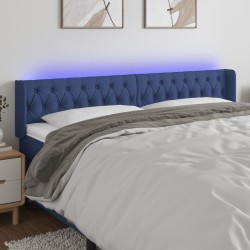 Tête de lit à LED Bleu 203x16x78/88 cm Tissu 614996614996