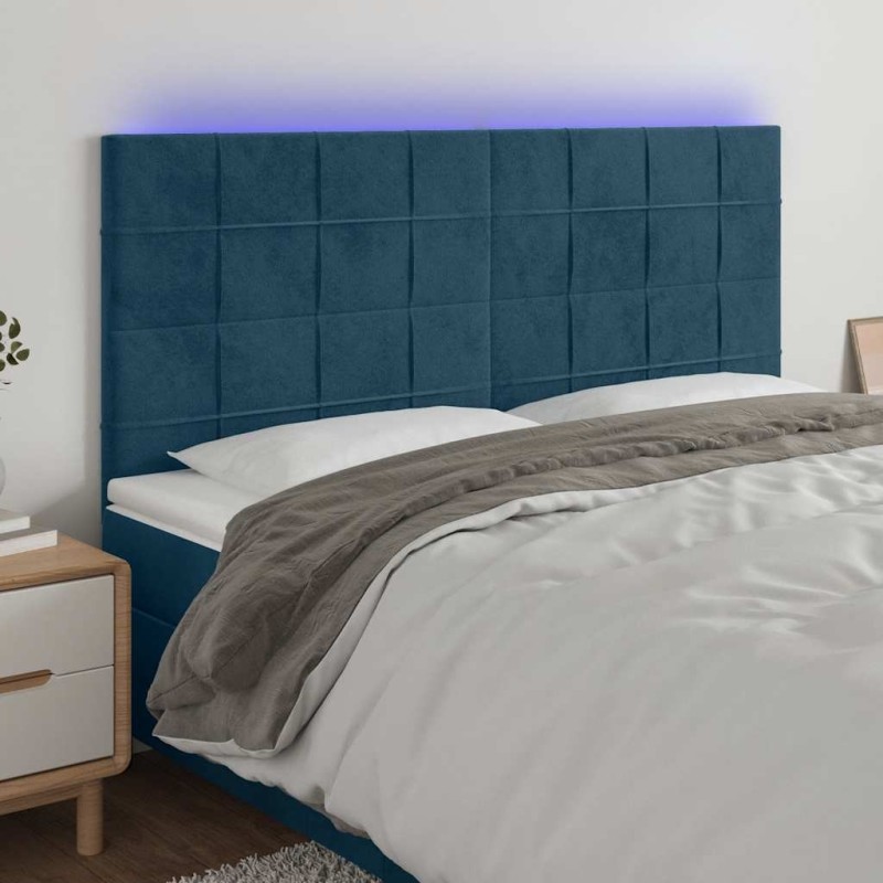Tête de lit à LED Bleu foncé 160x5x118/128 cm Velours 614997614997