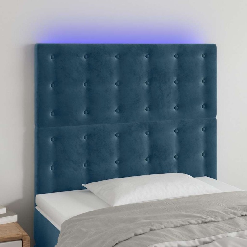 Tête de lit à LED Bleu foncé 80x5x118/128 cm Velours 614999614999