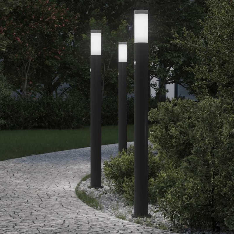Bornes lumineuses avec détecteur lot de 3 110 cm acier inoxydable IP44 615024615024