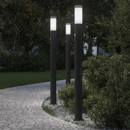 Bornes lumineuses avec détecteur lot de 3 110 cm acier inoxydable IP44 615024615024