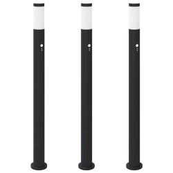 Bornes lumineuses avec détecteur lot de 3 110 cm acier inoxydable IP44 615024615024