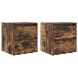 Tables de chevet murales 2 pcs chêne fumé 38x34x40 cm 615026615026