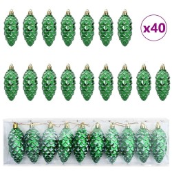 Boule de Pomme de Pin de Noël 40 pcs Vert Plastique 615027615027
