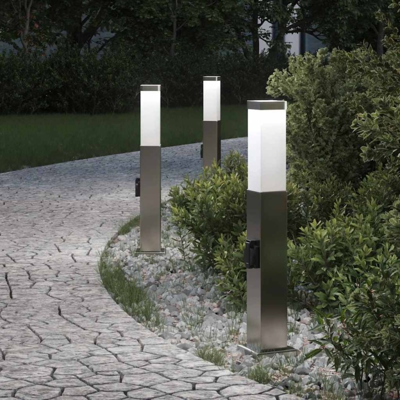 Bornes lumineuses avec sortie lot de 3 50 cm acier inoxydable IP44 615028615028