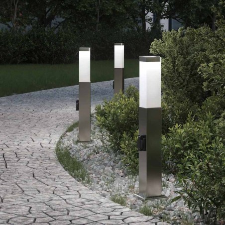 Bornes lumineuses avec sortie lot de 3 50 cm acier inoxydable IP44 615028615028