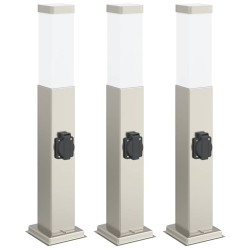 Bornes lumineuses avec sortie lot de 3 50 cm acier inoxydable IP44 615028615028