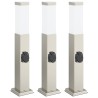 Bornes lumineuses avec sortie lot de 3 50 cm acier inoxydable IP44 615028615028