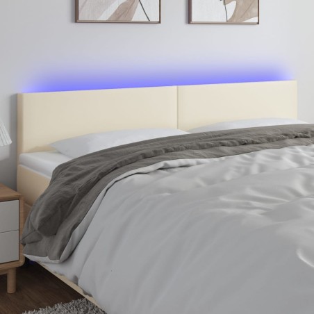 Tête de lit à LED Crème 200x5x78/88 cm Similicuir 615035615035