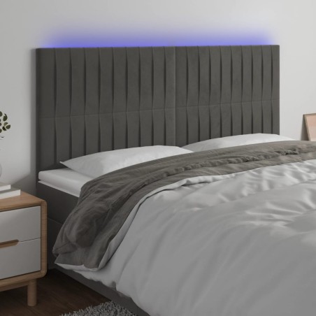 Tête de lit à LED Gris foncé 160x5x118/128 cm Velours 615036615036
