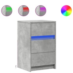 Armoire de chevet et lumières LED gris béton bois d'ingénierie 615038615038