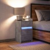Armoire de chevet et lumières LED gris béton bois d'ingénierie 615038615038