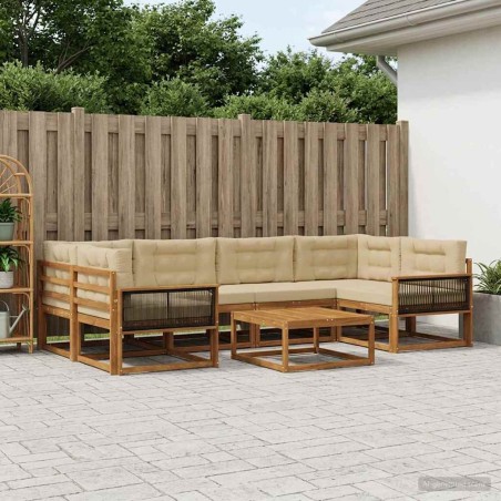 Ensemble de canapés d'extérieur 7 pcs Naturel et Beige 615047615047