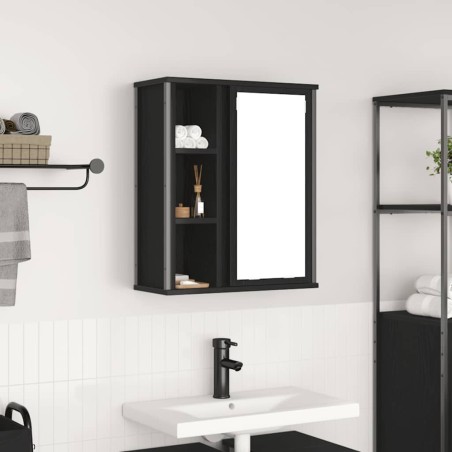 Armoire murale de salle de bain miroir chêne noir 50x21x60 cm 615057615057