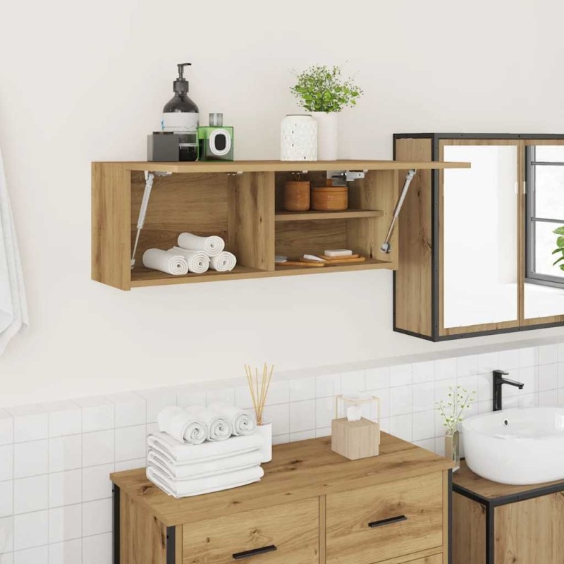 Armoire murale de bain chêne artisanal bois d'ingénierie 615092615092