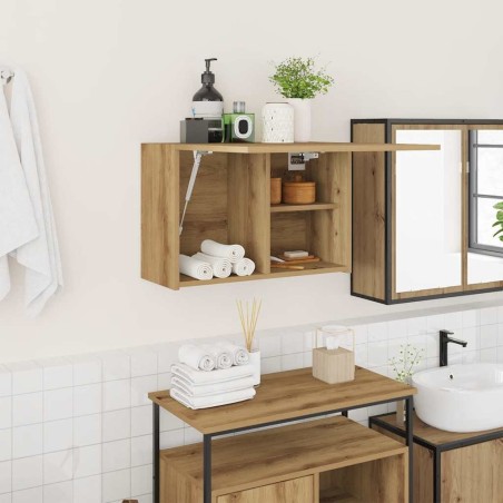 Armoire murale de bain chêne artisanal bois d'ingénierie 615094615094