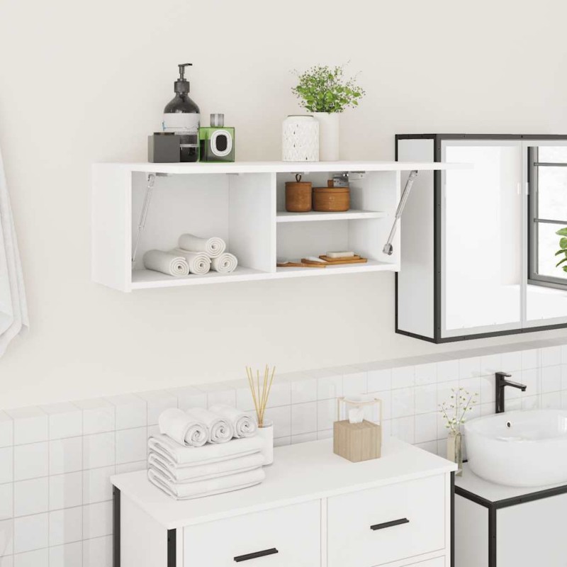 Armoire murale de bain blanc 80x25x30 cm bois d'ingénierie 615100615100