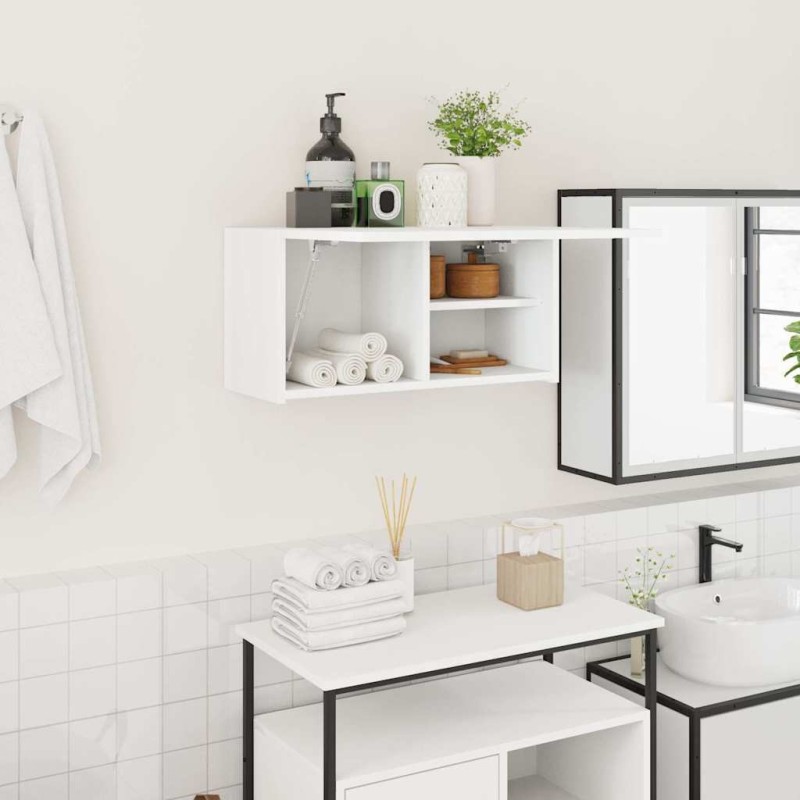 Armoire murale de bain blanc 60x25x30 cm bois d'ingénierie 615103615103