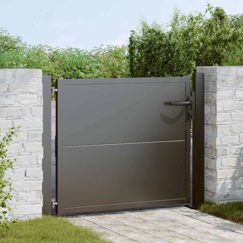 Porte de Jardin Noir 110 x 105 cm Acier enduit de poudre 615115615115