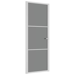 Porte intérieure 76x201,5 cm Blanc Verre ESG et aluminium 615116615116