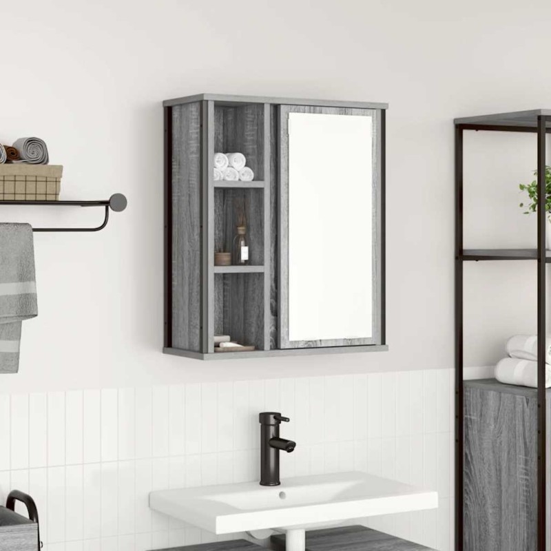 Armoire murale de salle de bain miroir sonoma gris 50x21x60 cm 615131615131