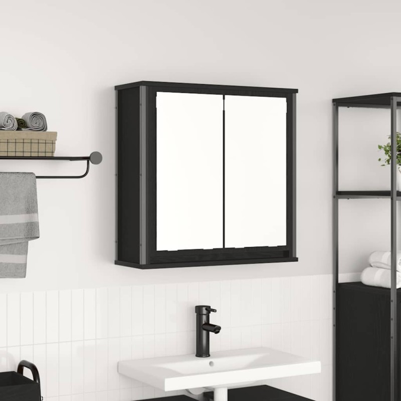 Armoire murale de salle de bain miroir chêne noir 60x21x60 cm 615133615133