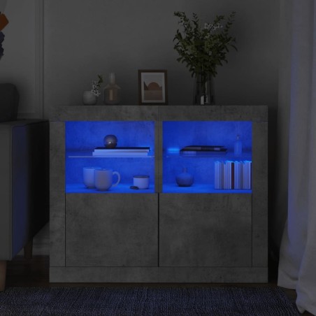 Armoires latérales et lumières LED 2 pcs gris béton 615140615140