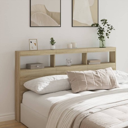 Armoire tête de lit avec LED chêne sonoma 180x17x102 cm 615141615141