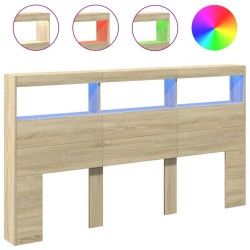 Armoire tête de lit avec LED chêne sonoma 180x17x102 cm 615141615141