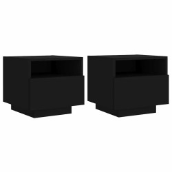 Armoires de chevet avec lumières LED 2 pcs noir 40x39x37 cm 615142615142