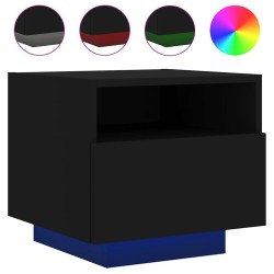 Armoires de chevet avec lumières LED 2 pcs noir 40x39x37 cm 615142615142