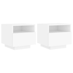Armoires de chevet avec lumières LED 2 pcs blanc 40x39x37 cm 615143615143